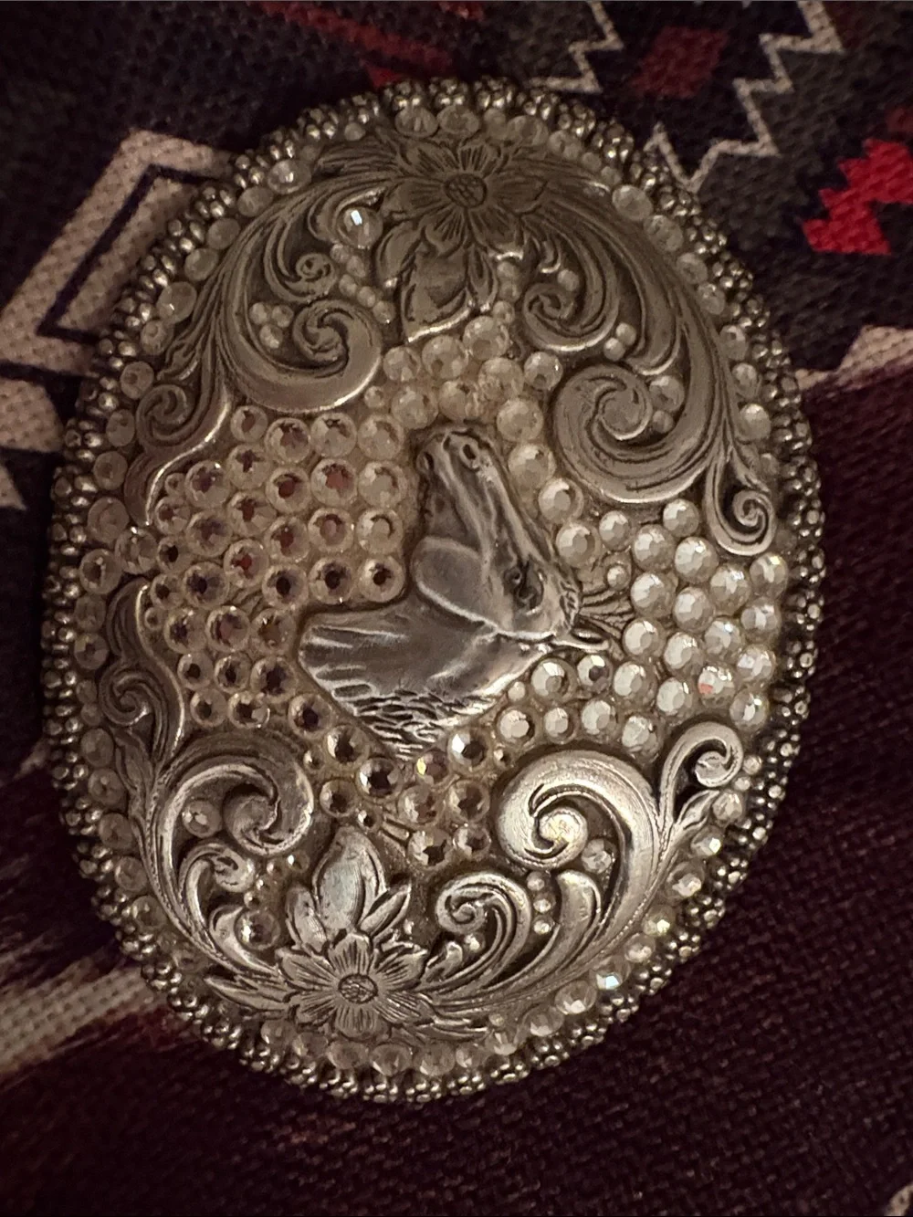 Nocona Silver-Tone Oval Western Belt Buckle